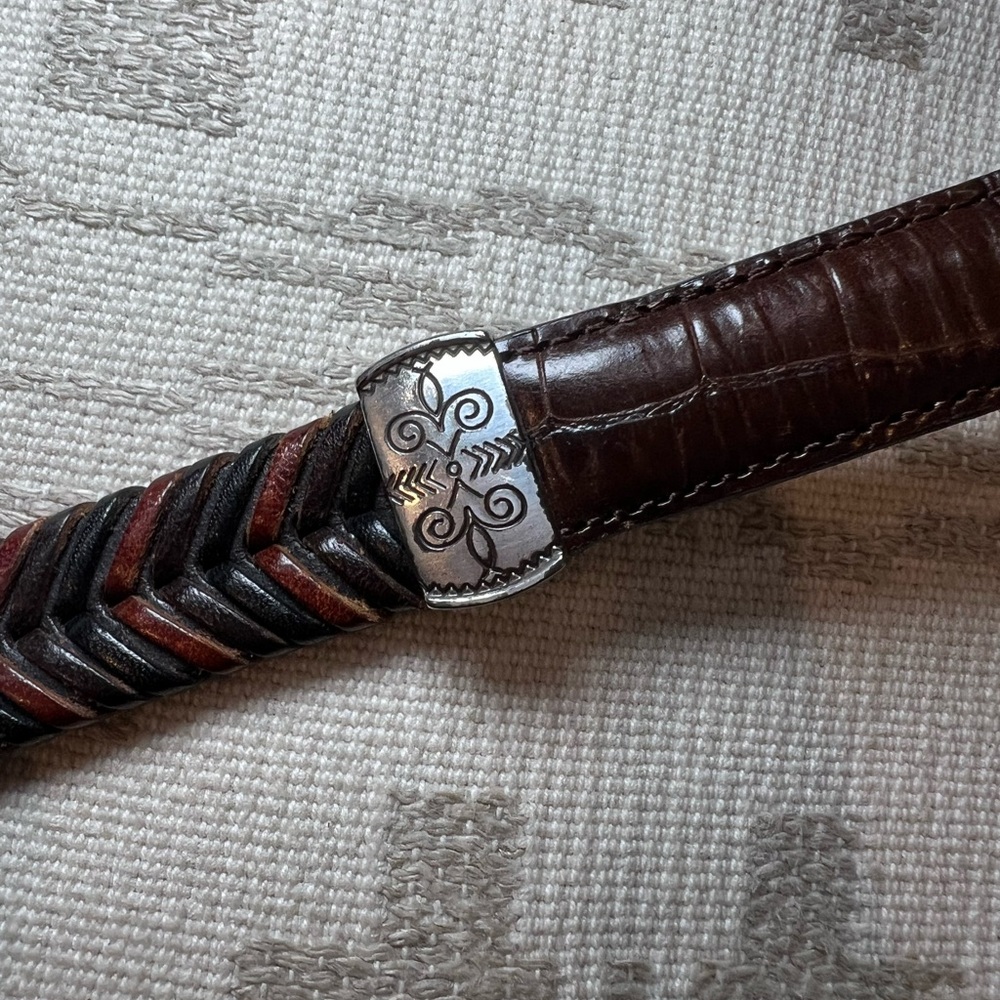 Vintage Brighton Leather Belt Brown Croc Embossed Western Buckle Size 32 M/L - Picture 7 of 10